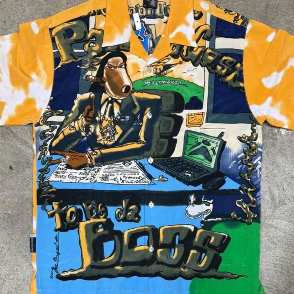 Snoop Dogg Paid Tha Cost Joe Cool All Over Print Button-Up Shirt Mens L